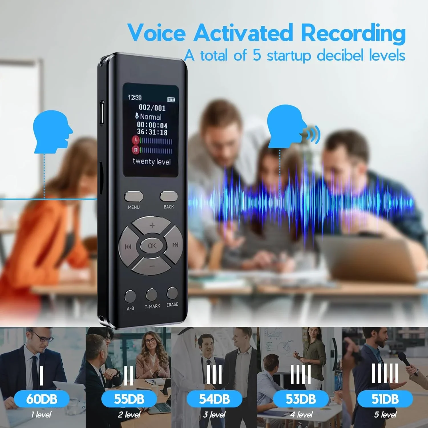 

Цифровой диктофон, мини-диктофон, обновленный небольшой аудиорекордер с MP3 и USB для лекций, встреч, интервью