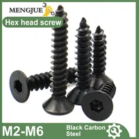 M2 M2.3 M2.6 M3 M4 M5 M6 Tornillos autorroscantes de cabeza avellanada plana hexagonal de acero al carbono negro