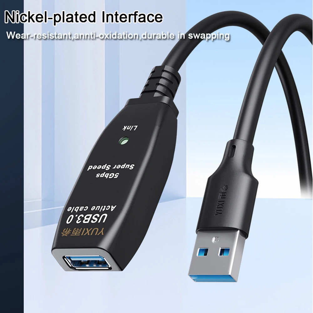 Aktywny przedłużacz USB 3.0 z wzmacniacz sygnału 5M 10M męski na żeński do inteligentnego laptopa PC TV Xbox One SSD szybkość kabel