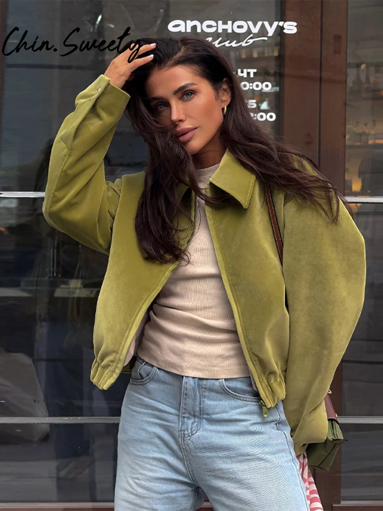 Dámská bunda Street Semiš Solid s dlouhým rukávem a stojáčkem, zipy a kapsami, ležérní elegantní dámská bunda, podzim 2025 - náhled 6