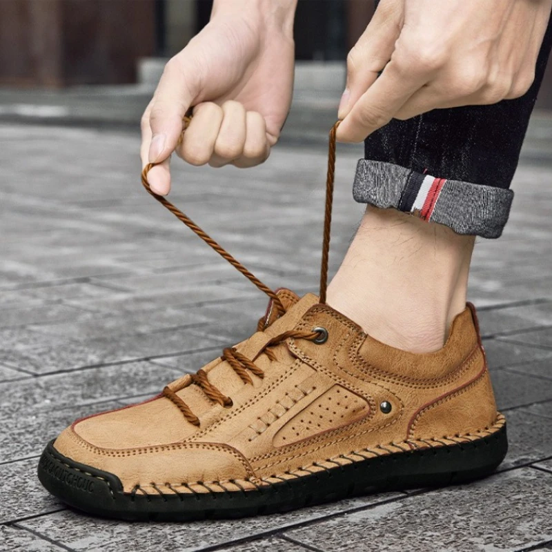 

Новая уличная мужская обувь ручной работы, легкие модные мужские кроссовки, дышащая мужская повседневная обувь, удобная мужская обувь для вождения