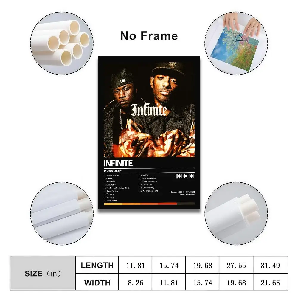 Mobb Deep Poster Peelable Self-Adhesive Album Cover Poster Stickers, Frameless Wall Art for Singer Band Pop Rap Bedroom