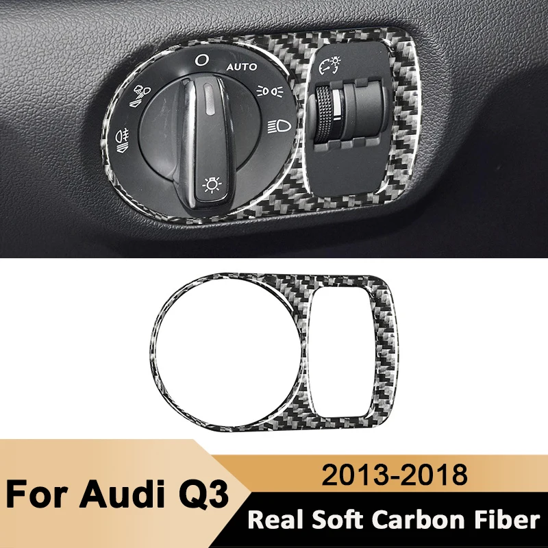 

Carbon Fiber Car Headlight Control Panel Trim Frame Decorative Sticker Auto Interior Accessories For Audi Q3 2013-2018