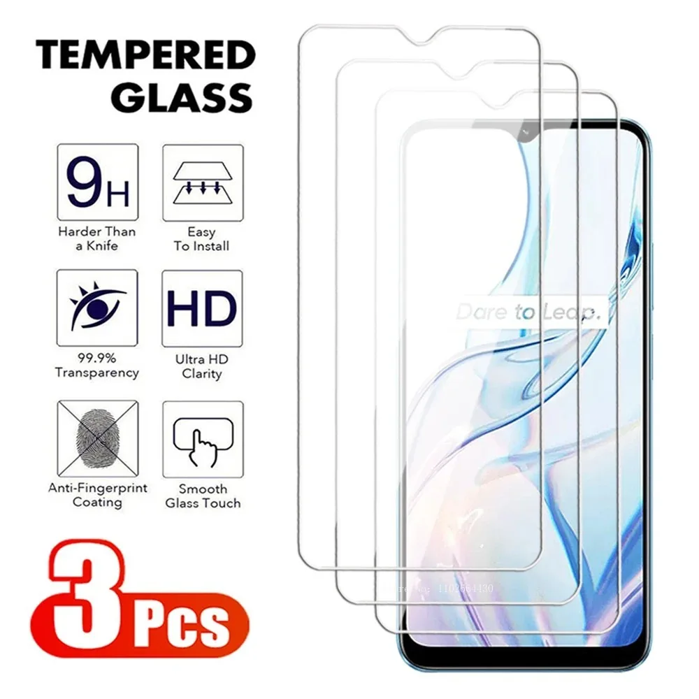 3Pcs Transparent Tempered Glass For Realme C30 C31 C33 C35 C51 C53 C55 C20 C21 C25 Screen Protector For Realme C25s C30s Film