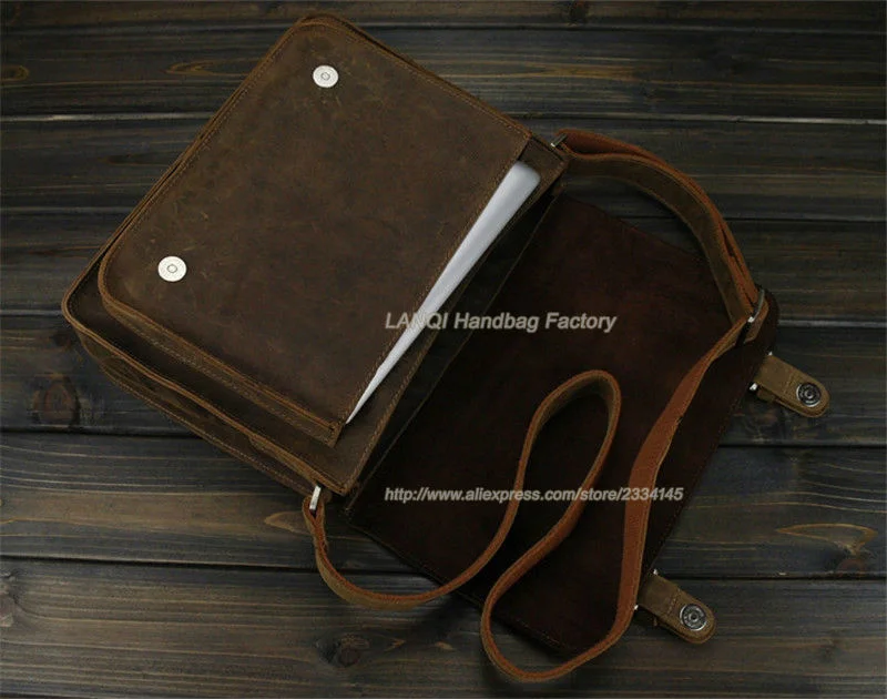 Vintage Crazy Horse Leather Men Shoulder Bag Crossbody Men's Messenger Genuine male Leisure Cowhide 2024