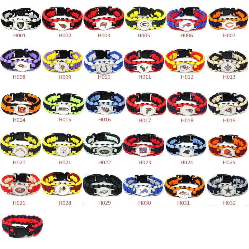 NFL Team Logo 32-Piece Set Paracord Bracelets Cowboys Survival Bracelets Football Hand Jewelry Fan Gear Official Merchandise