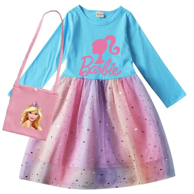 Primavera ragazze gilet Barbie principessa ragazze vestono Costume di natale bambini festa del bambino compleanno abiti Vestido vestiti e borsa