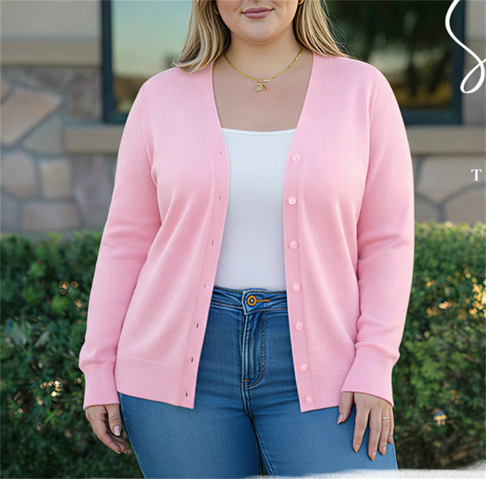 

Women Knitted Sweaters Cardigan Full Sleeve Plus Size 6xl v Neck Sweater Casual Female Winter Warm Loose ouc1206