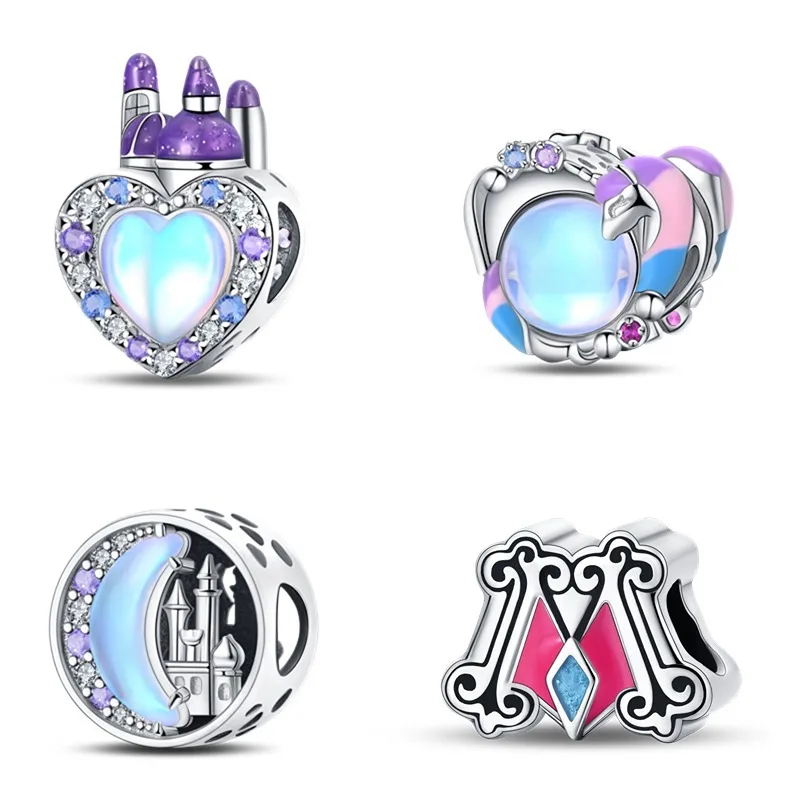 Design silver-plated magical castle princess zircon cross-border best-selling pendant beads suitable for DIY bracelets