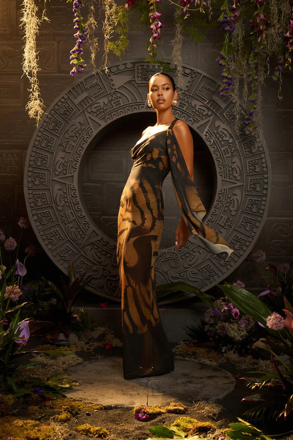 2025 New Retro Prints High Quality One Piece Swimsuit And Skirt Print Deep-V Lace-up Women Bikini Set Swimwear Bathing Suit