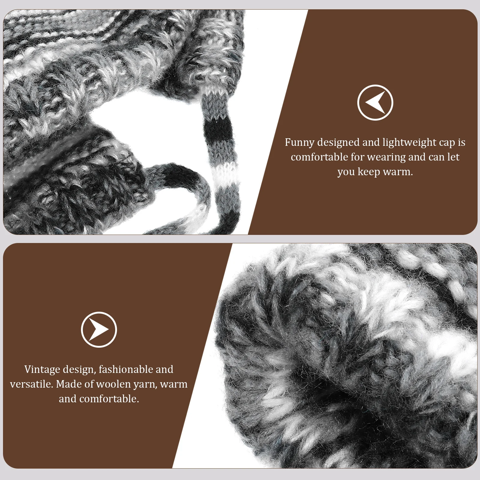 

Creative Winter Knitting Hat For Women Warm Woolen Cap Retro Vintage Lightweight Thermal Outdoor Skiing Hiking Snowboarding
