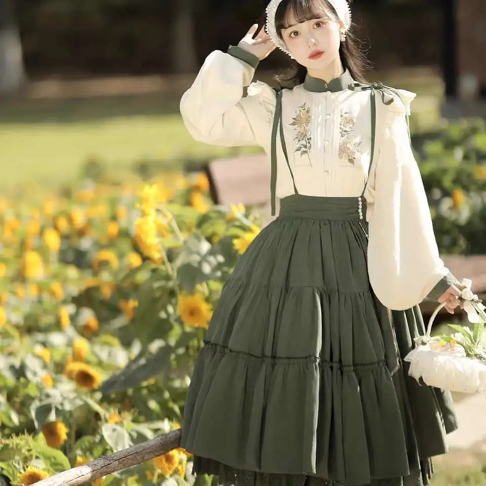 New Lolita Princess Dress Western Style Clothes Daily Rural Style Op Academic Atmosphere Han Elements Skirt Tops Cos Cosplay