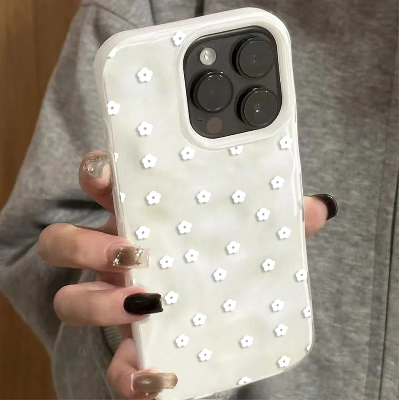 Cute Ditsy Floral White Flower 3D Phone Case for iPhone 17 16 15 Plus 14 Pro 13 12 11 Pro Max 17 Air Soft TPU Shockproof Cover view 6