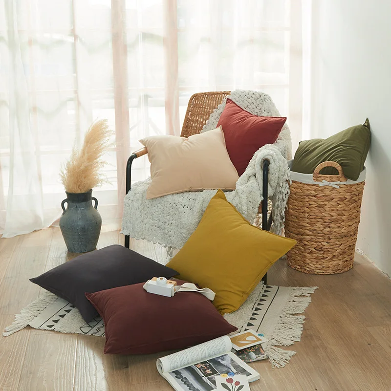 

Home Washed Cotton Cushion Cover Decor Soft Decorative Pillow Case Covers Room Decoration Sofa Pillowcases 30*50 45*45
