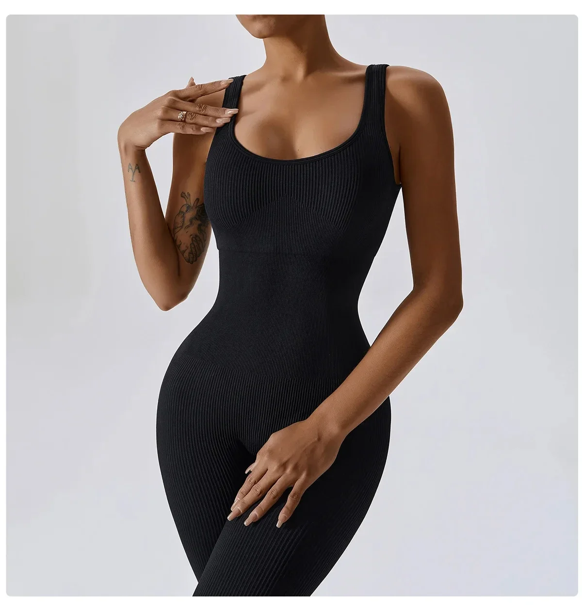 Sleeveless Bodysuit Women Sportswear Streetwear Sexy Bodycon Rompers Square Neck Basic Black One Piece Outfit Women's Clothing