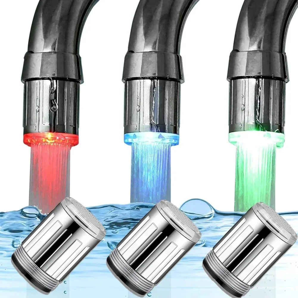 3/7 Color Automatic Change Faucet Aerator Faucet Nozzle LED Faucet Hair Light Water Saving Flow Lamp for Kitchen Bathroom