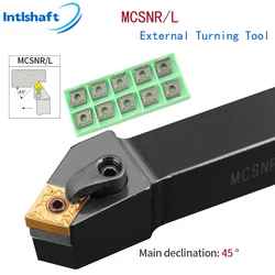 Intlshaft MCSNR2020K12 MCSNR2525M12 External Turning Tool Holder MCSNR1616H12 CNMG Carbide Inserts MCSNR Lathe Cutting Tools Set