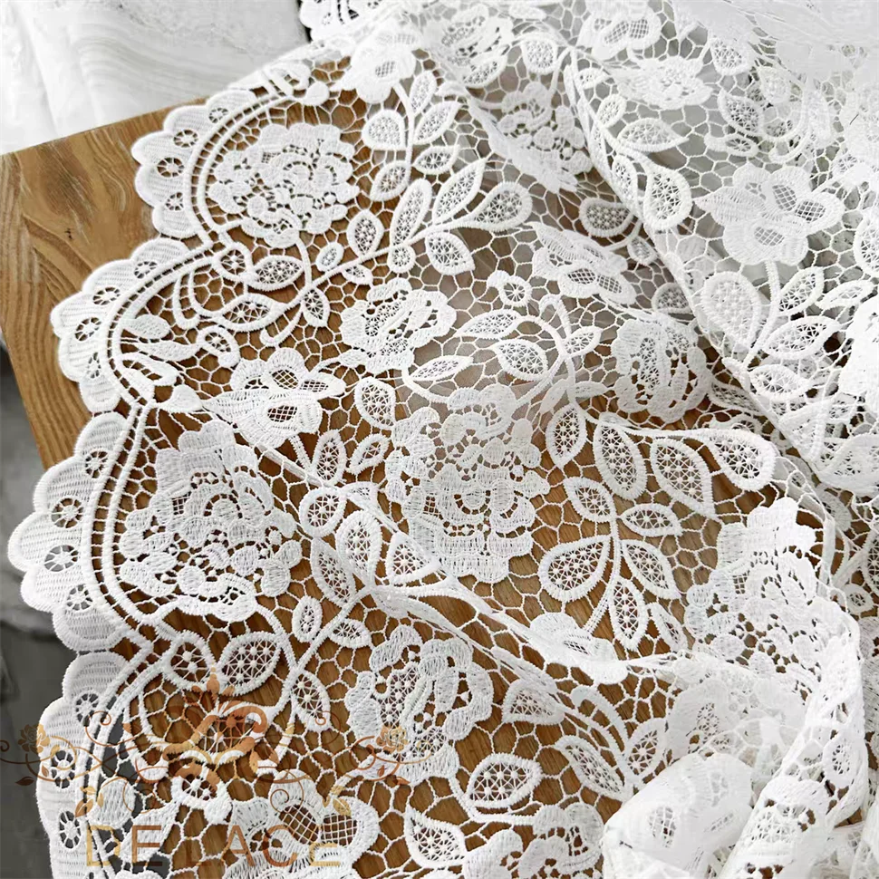 

SXGN High Quality Guipure Lace Embroidery Fabric Water Soluble Hollow Out Wedding Dress Lace Fabric