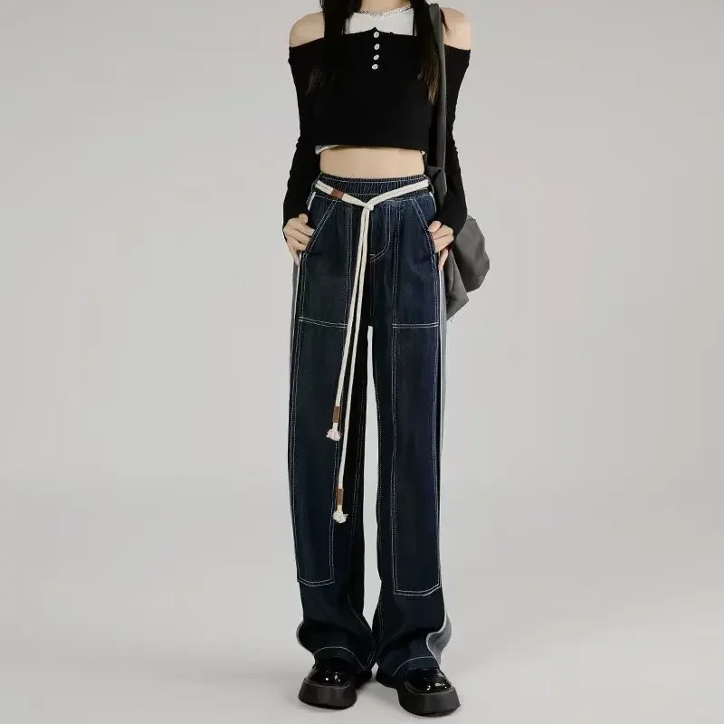 

Vintage High Waist Jeans Straight Fashion Y2k Wide Leg Pants Women 2023 New Bottoms Casual Trousers Harajuku Pantalon Femme