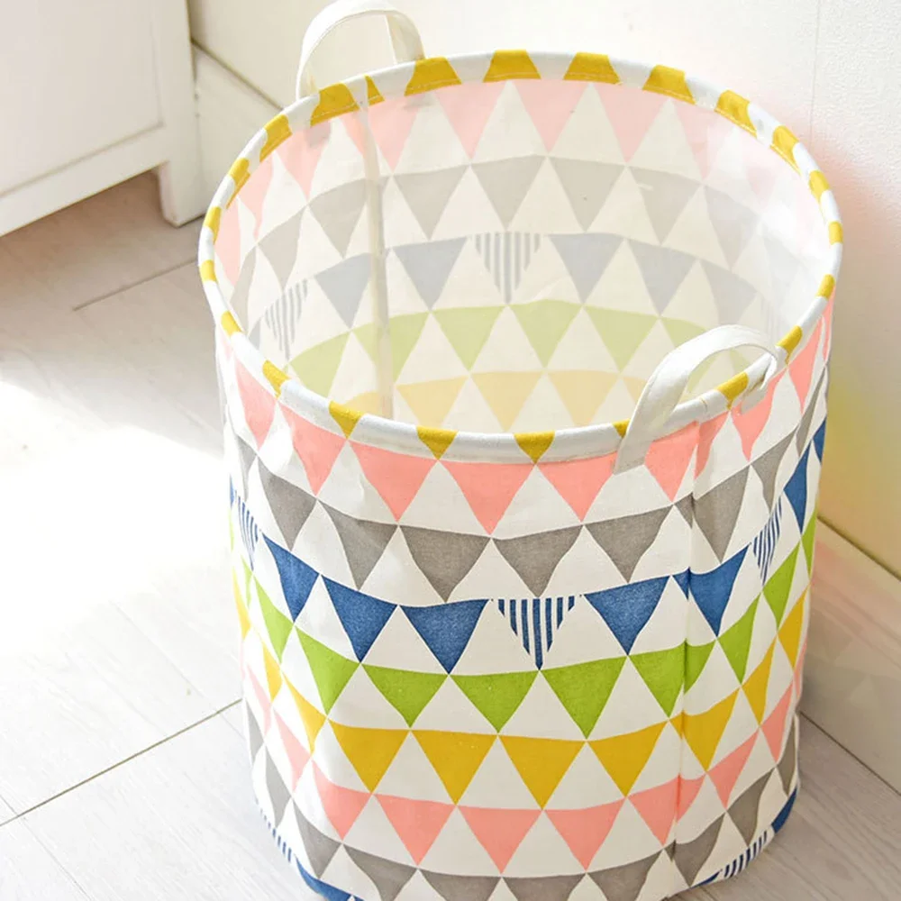 

1pc 35*45cm Laundry Toy Storage Basket Large Capacity Cotton Linen Folding for Storing Clothing, Home Textiles, Toys Save Space
