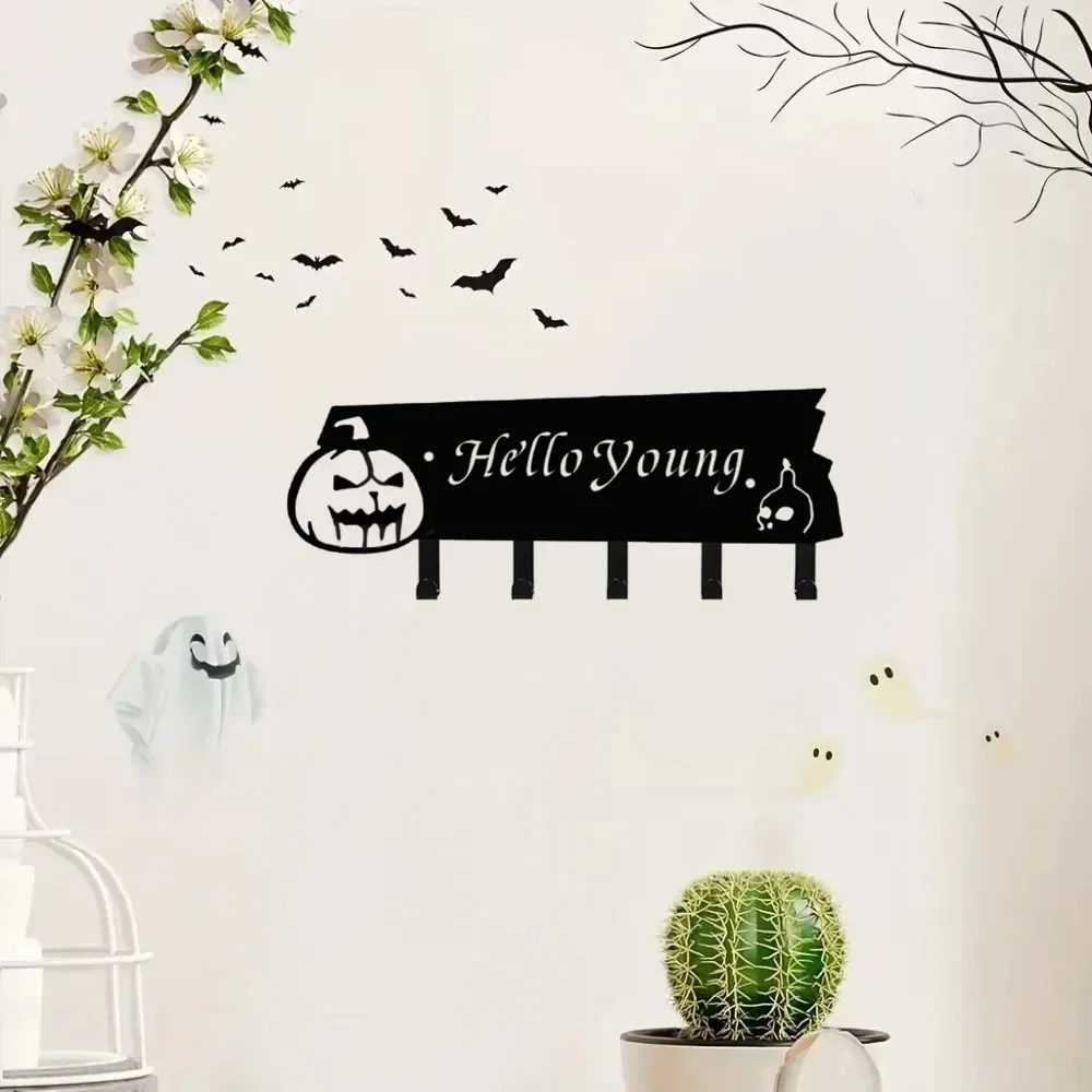 

1pc Elaborately Designed Eerie Metal Decorative Hook - A Convenient Storage Rack with a Chilling Halloween Pumpkin-Shaped Design