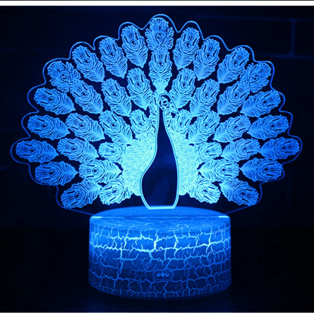 Nighdn Peacock Night Light para niños, decoración de dormitorio, lámpara de mesa USB táctil, luz nocturna Led para niños, regalos que cambian de