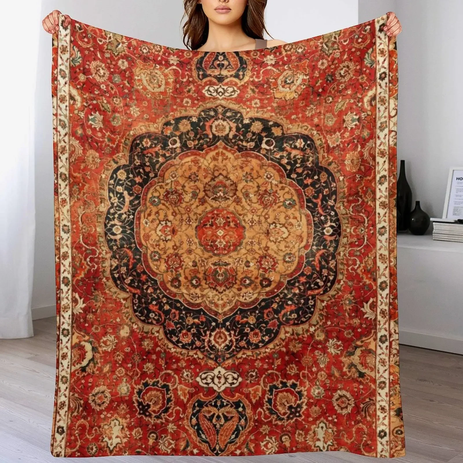 

New Seley Antique Persian Rug Print Throw Blanket Sofa Quilt Soft Bed covers Giant Sofa Blankets