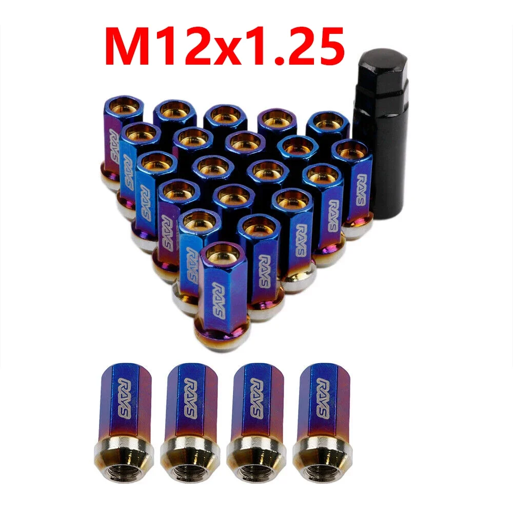 Rays 17HEX Brunt Blue A7075 Aluminum Alloy Car Wheel Rims Lock Lug Nuts image 3