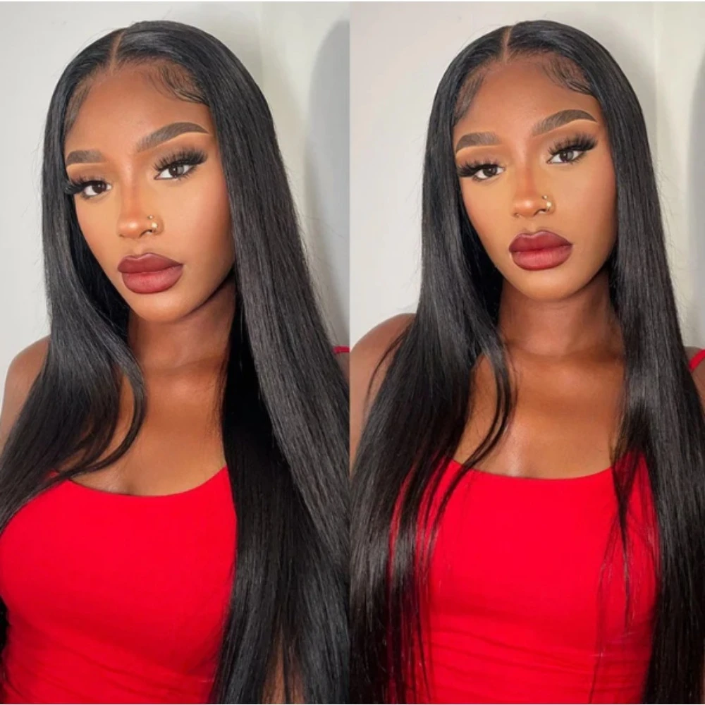 

46 In 13x4 13x6 HD Transparent Lace Frontal Wig Bone Straight Brazilian Human Hair 360 Full Lace Wigs 200% Density Glueless Wigs