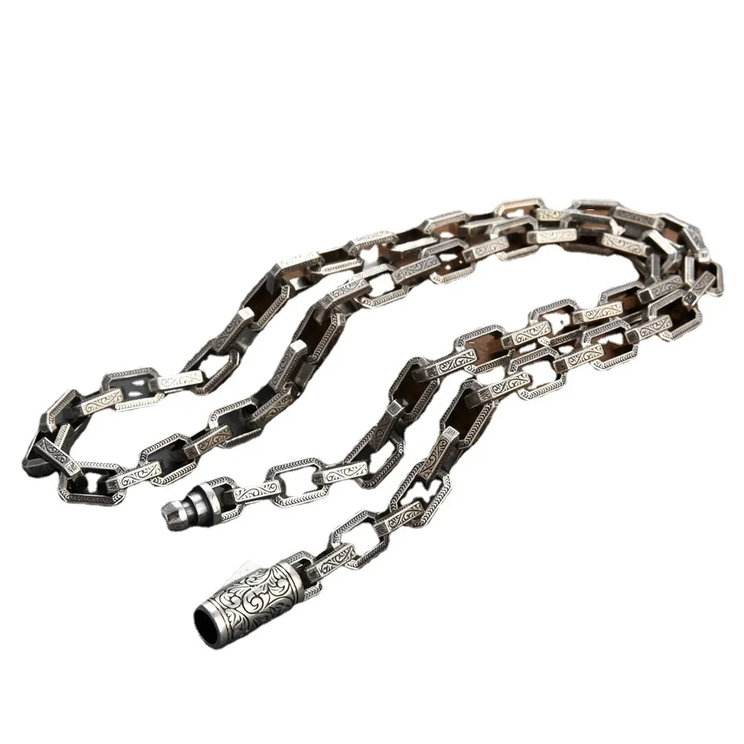 Men's Vintage Vine Grass Pattern Necklace, Personalized Design
