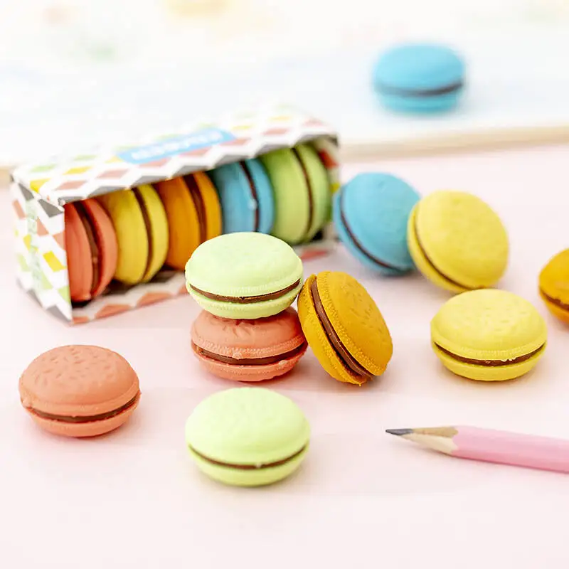 5-10 Uds. Borrador de goma de pastel colorido Kawaii, borradores creativos de macarrón, suministros escolares y de oficina, papelería, regalo para estudiantes