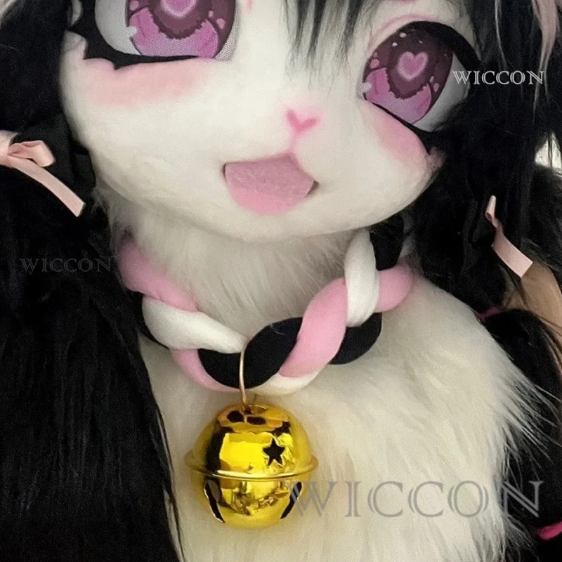 

Меховой костюм, плетеное колье, ожерелье для рождественской вечеринки, реквизит для косплея с животными, ожерелье из веревки, 2 цвета, колокольчик, 60 см, воротник для пушистой косплея