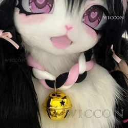 Fursuit Braided Choker Necklace Christmas Party Animal Cosplay Prop Rope Necklace 2color Bell 60cm Collar for Furry Cosplay