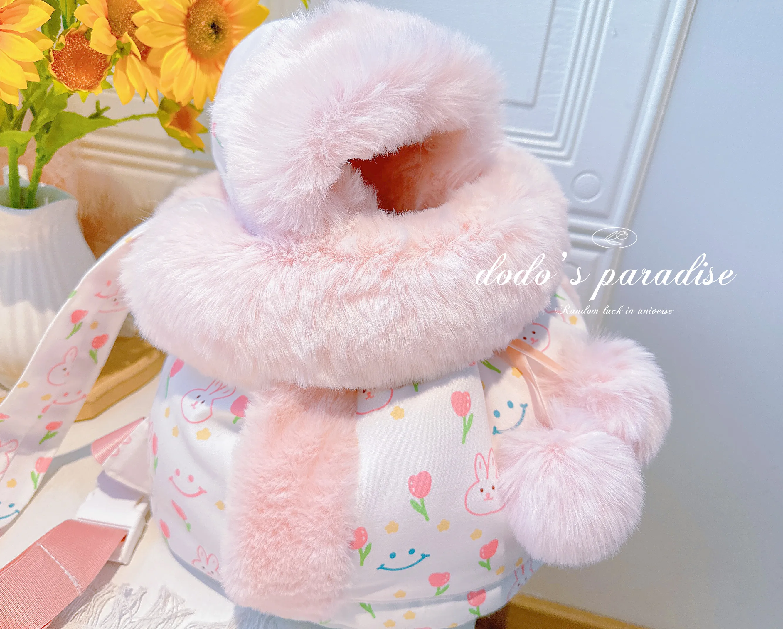 Pet Carriers Travel Products Cat Teddy Puppy Winter Fur Collar Dog Backpack Out Chest Bag Thickening Warmer accessories