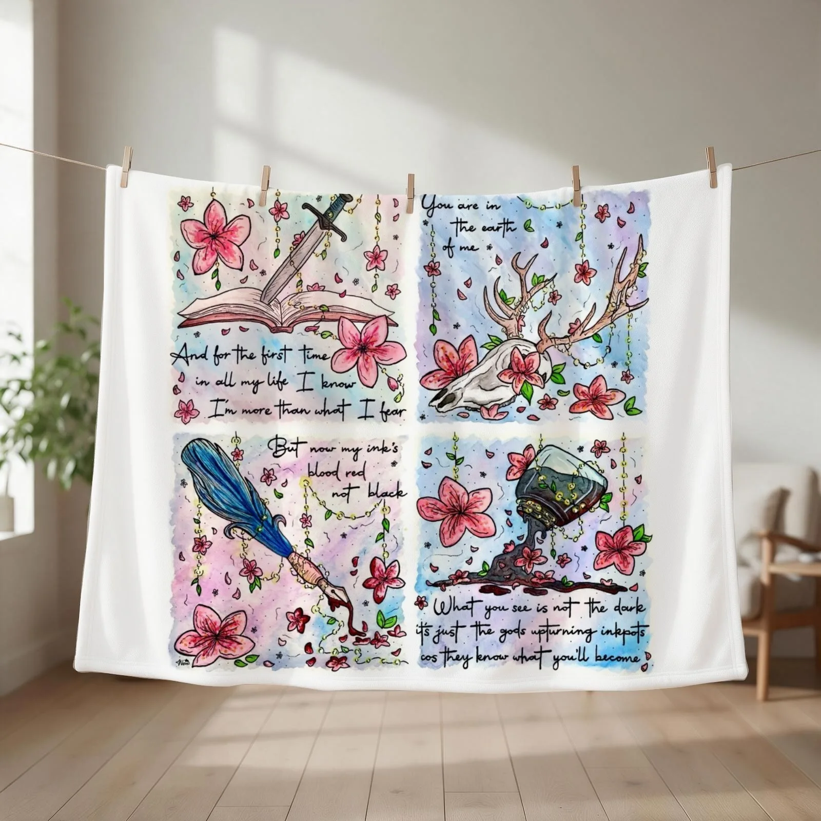 Blossom Fairy Lights Series Ruin Edition Inspired by The Amazing Devil Throw Blanket blankets and throws Bed covers Blankets