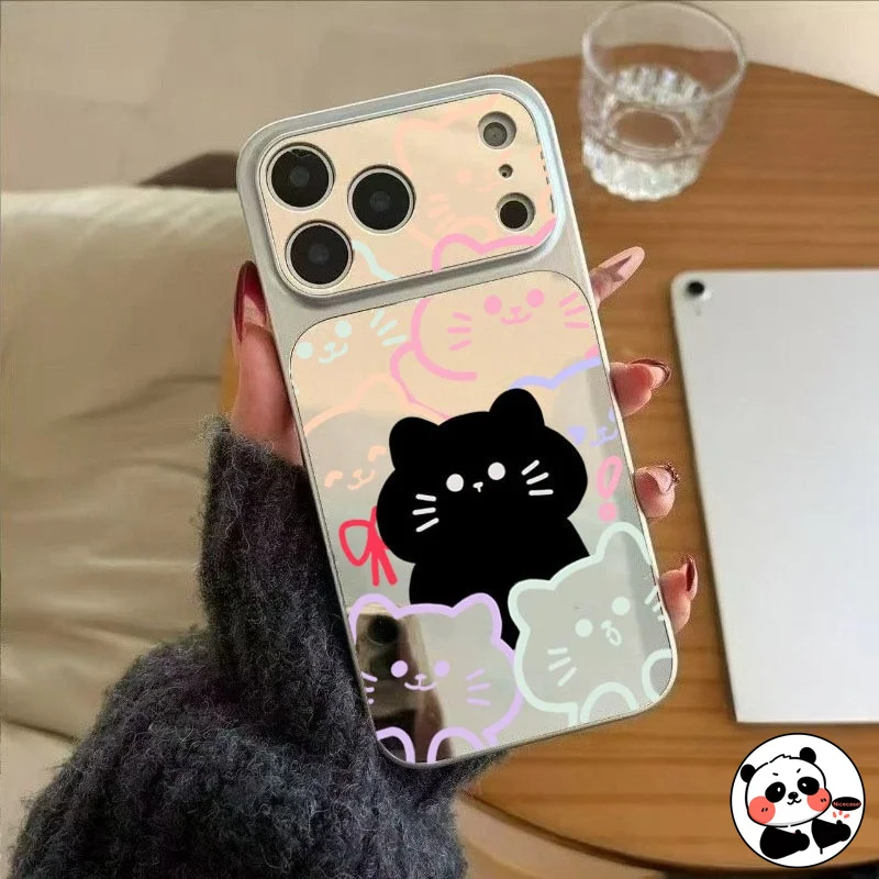 Чехол для телефона с зеркалом и рисунком кота для iQOO 15 Ultra 13 12 10 8 Z11X Z10 Z9 Turbo Plus Z7 Pro Z6 Lite U3X U3, роскошный милый чехол для камеры