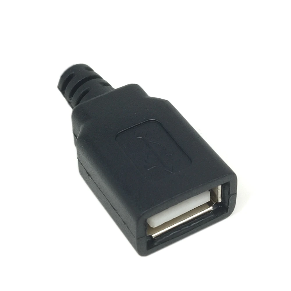 DIY 5Pieces Type A Female USB 4 Pin Plug Female Plug Plug With Black Plastic Cover USB 2.0 Connect Adapter PCB SDA Data Cable