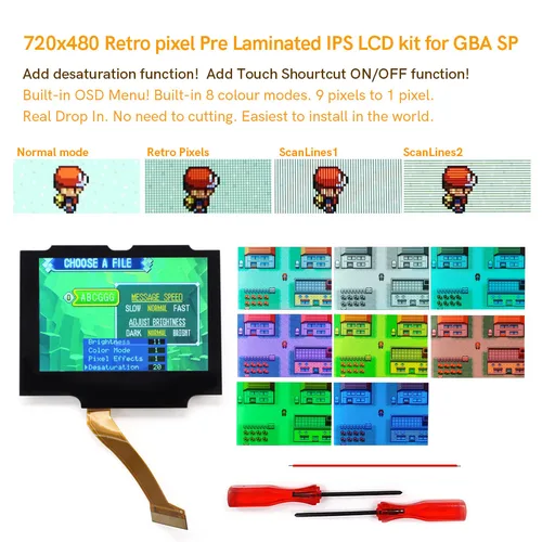 Nuevo V4 Drop In GBA SP 3,0 ""3 pulgadas tamaño Original IPS retroiluminación LCD kit de pantalla para Gameboy ADVANCE SP sin necesidad de corte