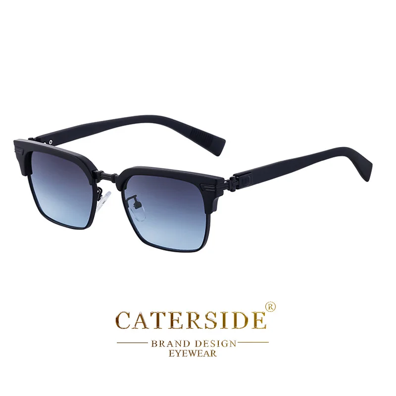 CATERSIDE Punk Quadratische Sonnenbrille Herren Metall Halbrahmen Mode Damen Sonnenbrillen Reise Party Business UV400 Marken-Brillen – Detail 16