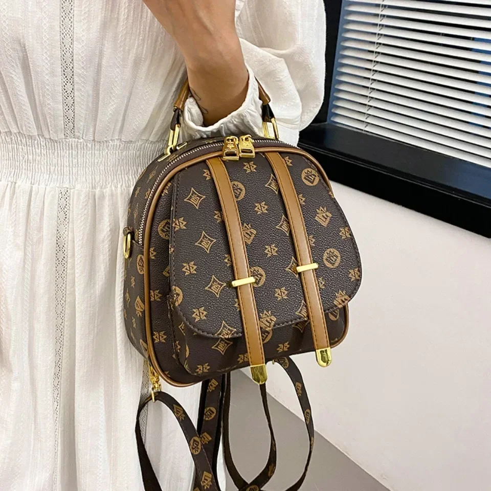 Women’s Vintage Print Backpack Commuter Bag with Adjustable Strap Zipper Casual Shoulder Bag