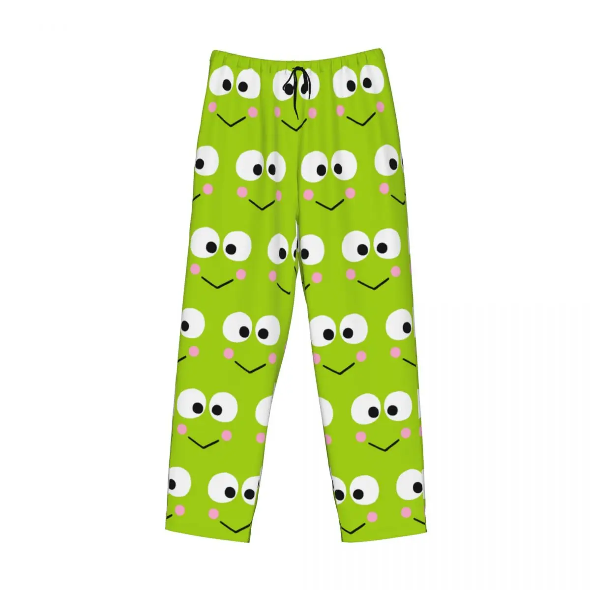 Pantalones de pijama Keroppi clásicos personalizados, ropa de dormir con cordón para dormir de cómic Kawaii para hombre, pantalones con bolsillos