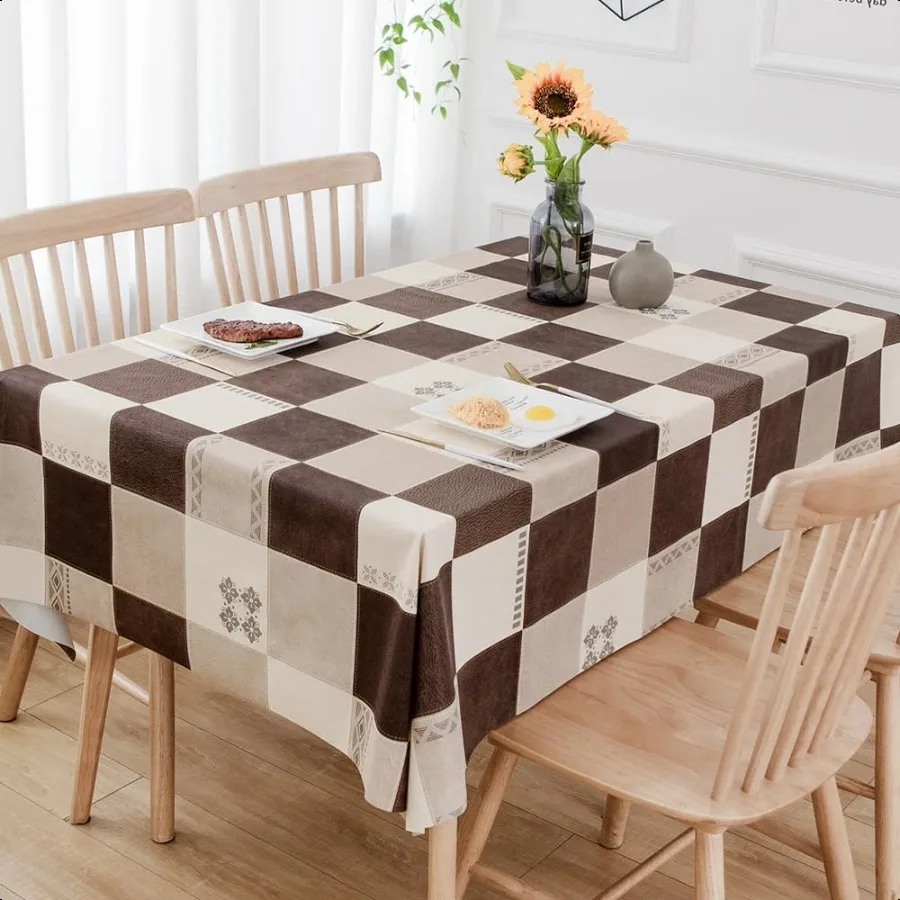 

Heavy Duty Vinyl Table Cloth Plastic Table Cloth Waterproof Wipeable PVC Plastic Tablecloths for Rec Tables 54'' x 84'' Lattice