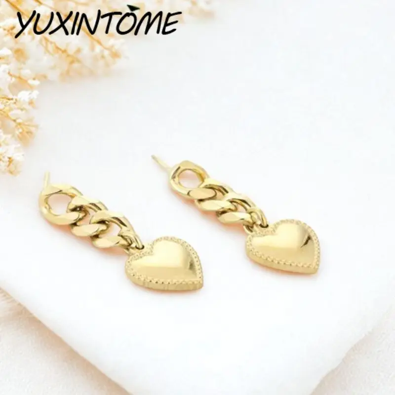 

925 sterling Silver Ear Needle Premium Exquisite Chain Heart-shaped Pendant Earrings Women's Fashion Wedding Party Jewelry Gift