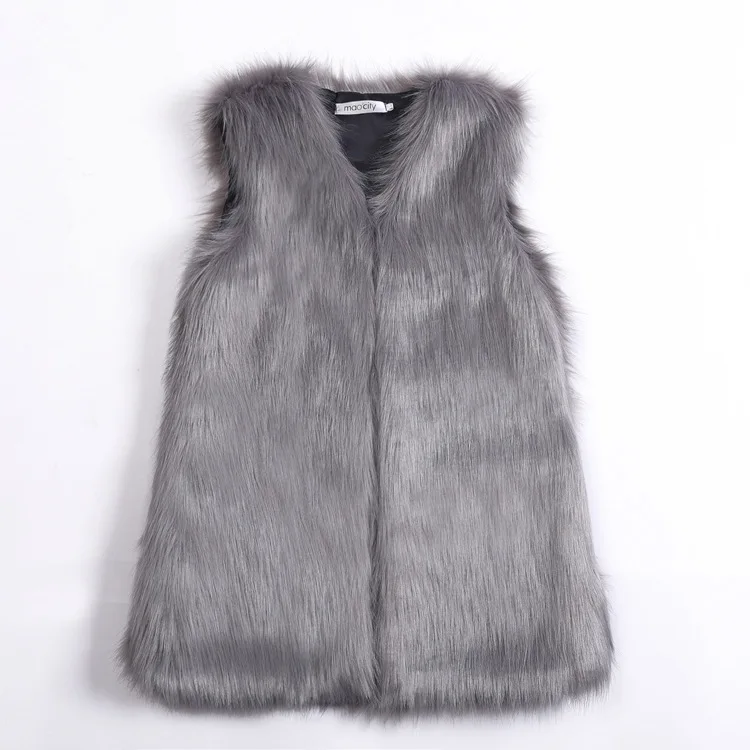 new fashion Winter medium long imitation fox fur grass vest warm vest women's vest coat