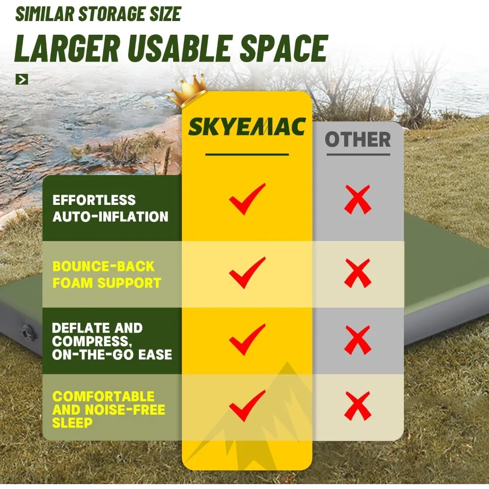 بساط نوم للتخييم سميك من إسفنج الذاكرة ذاتي النفخ للمنزل، مريح ومتين #2
