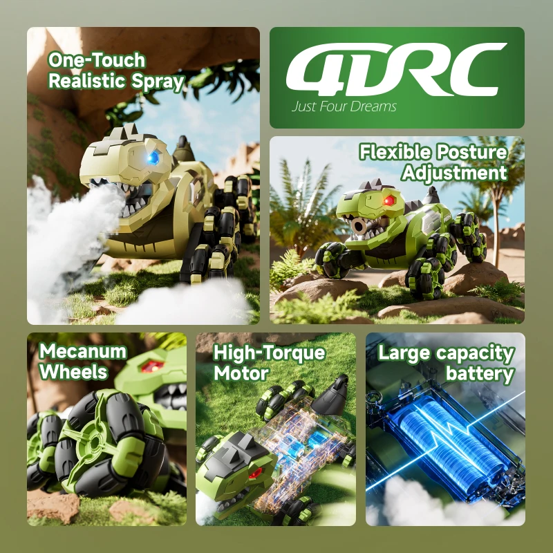 

Y12 Dinosaur 8WD RC stunt car 2.4G Off-Road remote control car with spray/light RC Drift Monster Truck Electric Children Toys