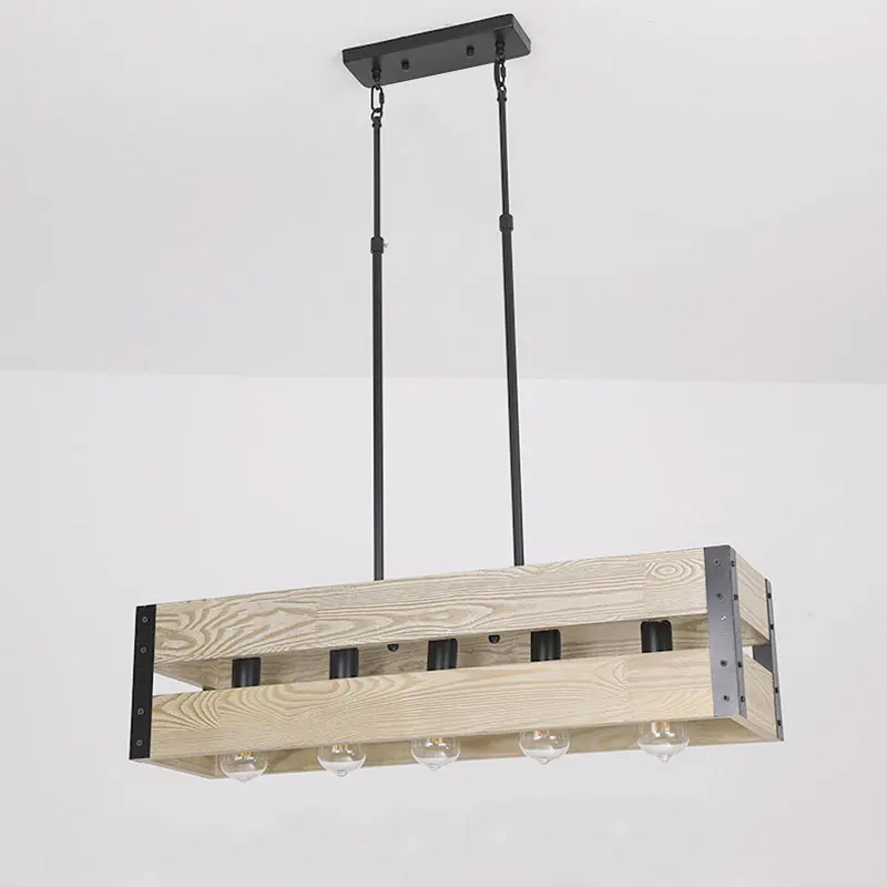Vintage Loft Industrial Chandeliers American Restaurants Bars Coffee Shops  Creative And Personalized Design Wooden Pendent Lamp
