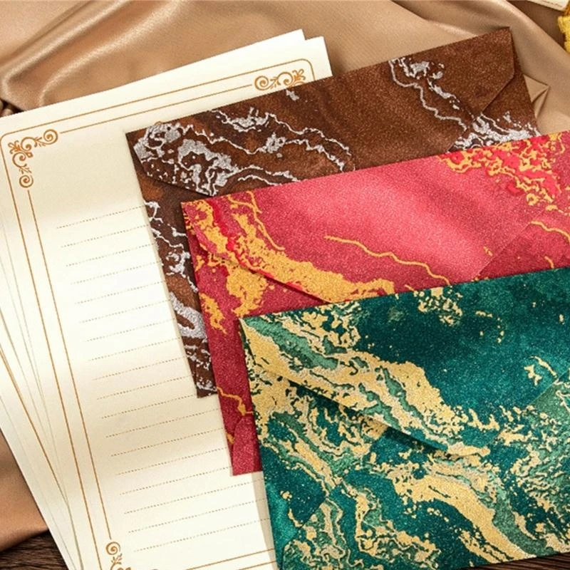 1 bộ giấy văn phòng phẩm và phong bì đặt thư Trung Quốc viết giấy retro giấy đứng cho thẻ quà tặng