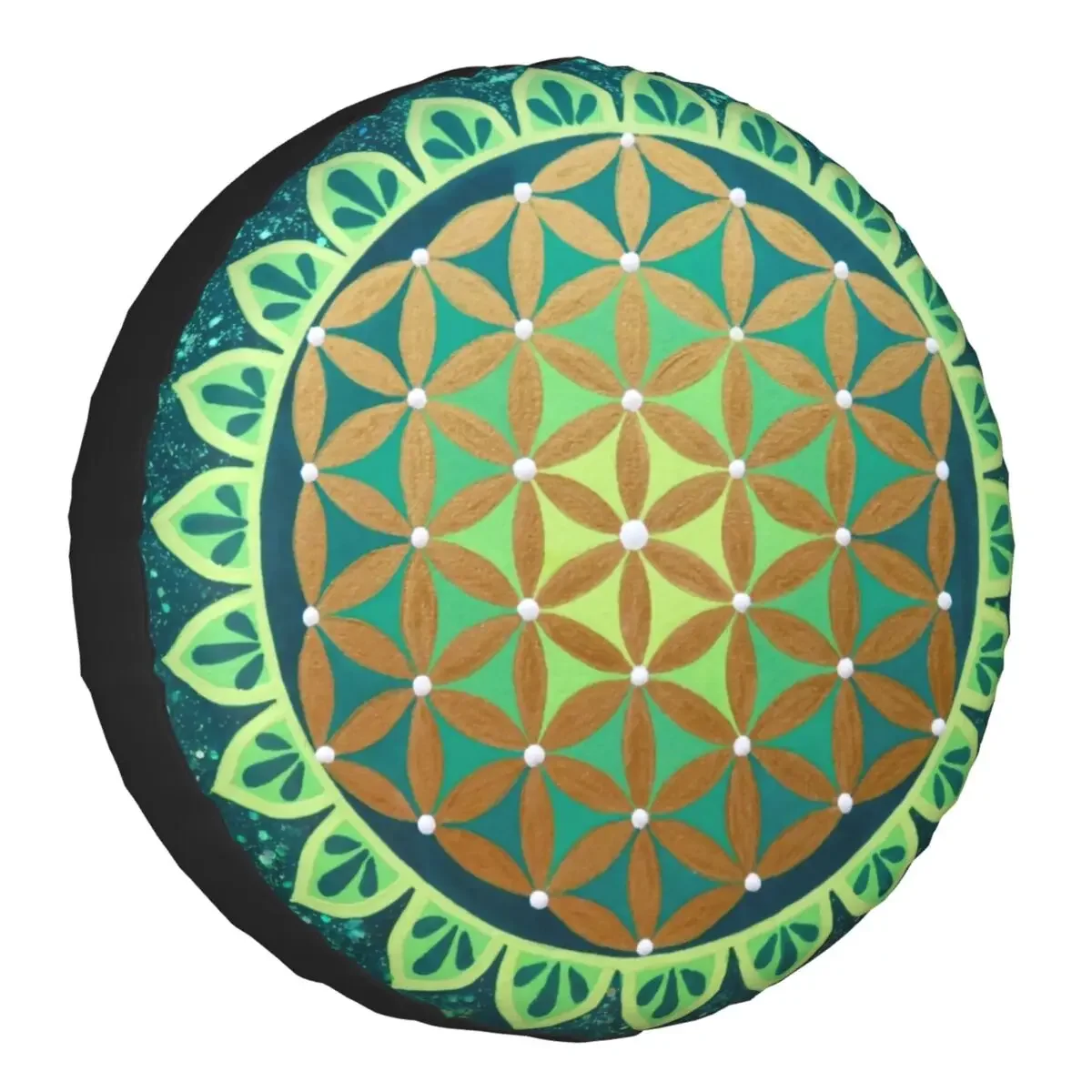 Flower Of Life Mandala Spare Tire Cover for Jeep RV SUV 4WD 4x4 Sacred Geometry Car Wheel Protector Covers 14