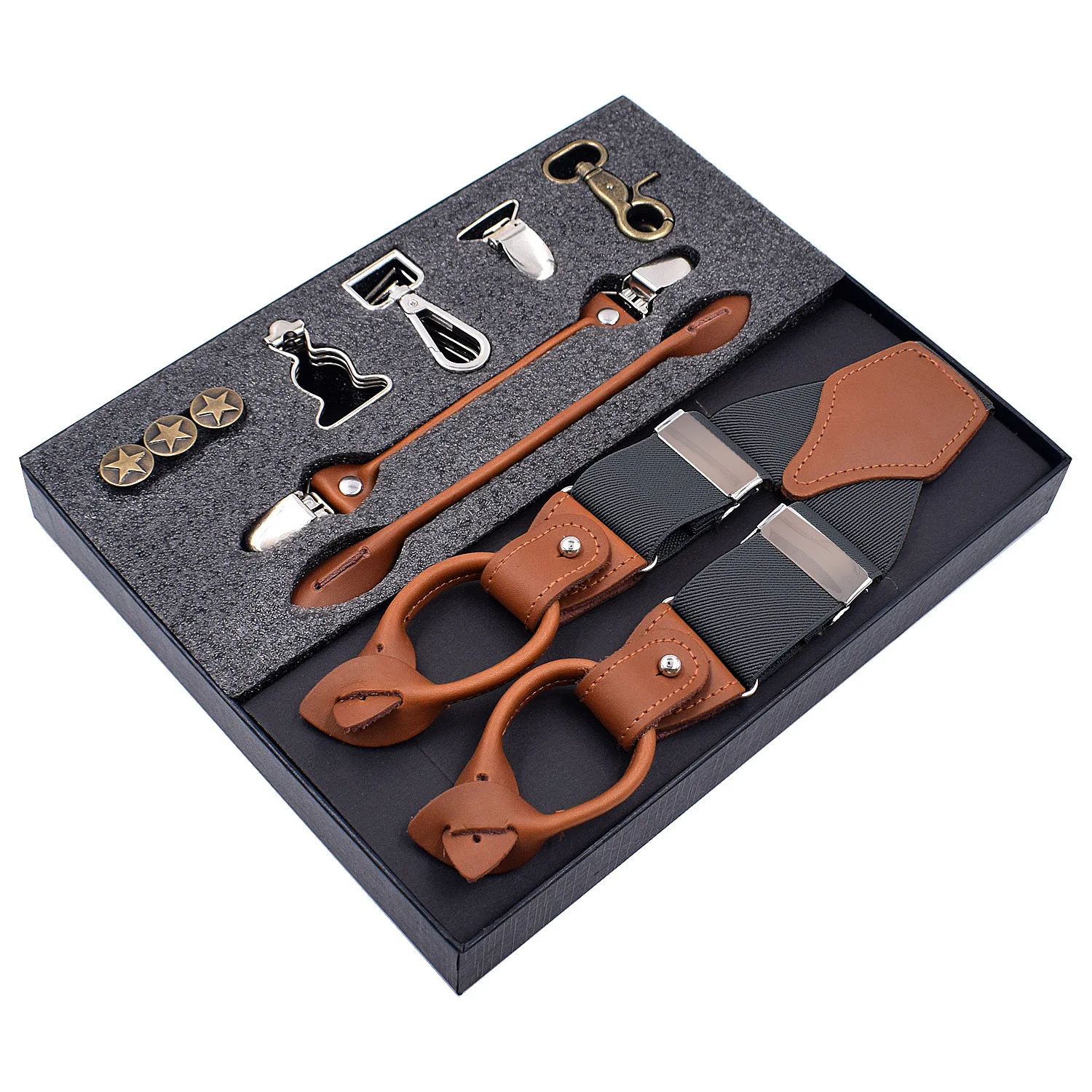 Multi Type DIY Suspenders for Men Elastic Adjustable Suspensors Trouser Braces Strap Leather Casual Suspensorios Gift Box Pack